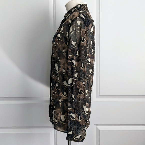 Just Cavalli Button Front 100% Silk Sheer Animal Reptile Print Sheer S IT40 NWT - Picture 11 of 15
